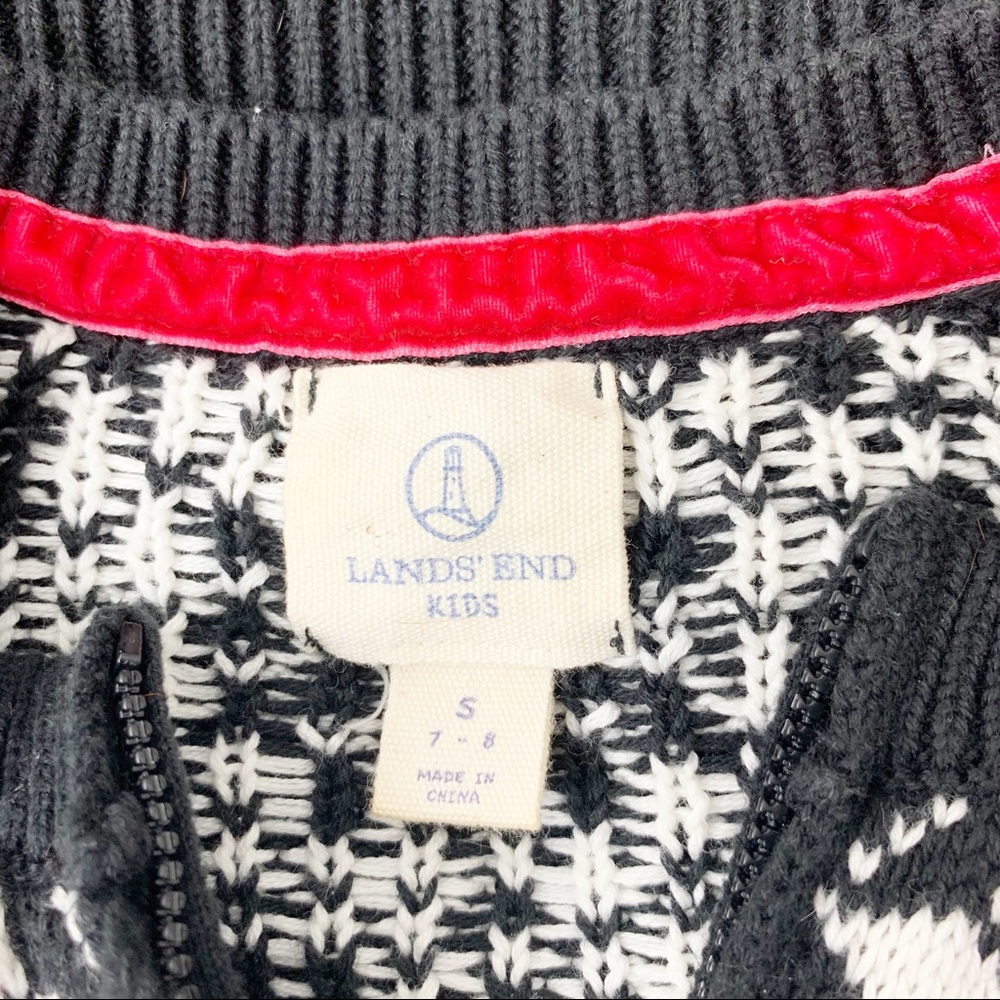 Snowflake Sweater Elbow Patches Lands End - Picture 3 of 5
